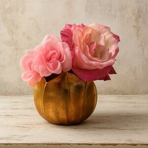 Stangl Tulip Vase Hand Painted 22K Granada Gold Vtg 1960s Hollywood Regency MCM